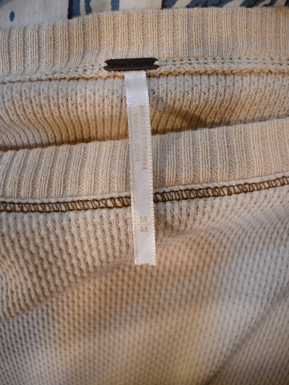 Free People In The Mix Cuff Long Sleeve Knit Top w/ Embroidered Crochet Cuffs M - Picture 12 of 12
